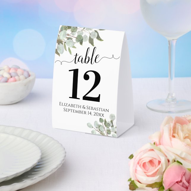 Plaque De Table Russe Aquarelle Eucalyptus Mariage Numéro de table (Insitu (mariage))