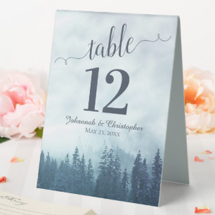 Plaque De Table Rustic Blue Misty Mountains Mariage Numéro de tabl