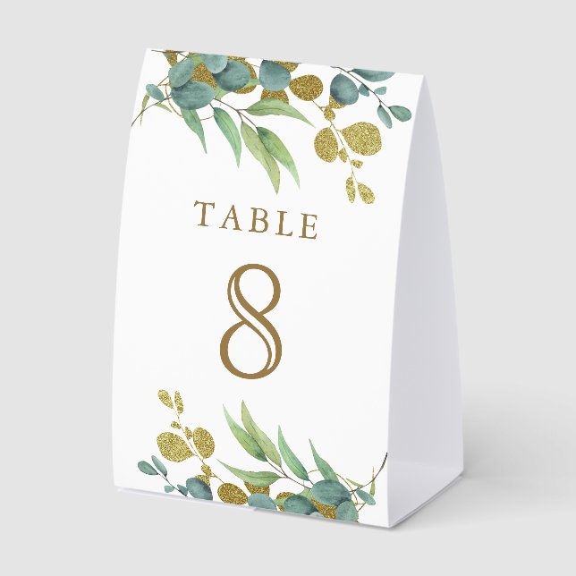 Plaque De Table Rustic Eucalyptus Gold Branch Wedding Table Number (Recto)
