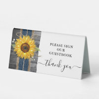 Rustic Navy Blue Lace Sunflower Invité Livre Maria