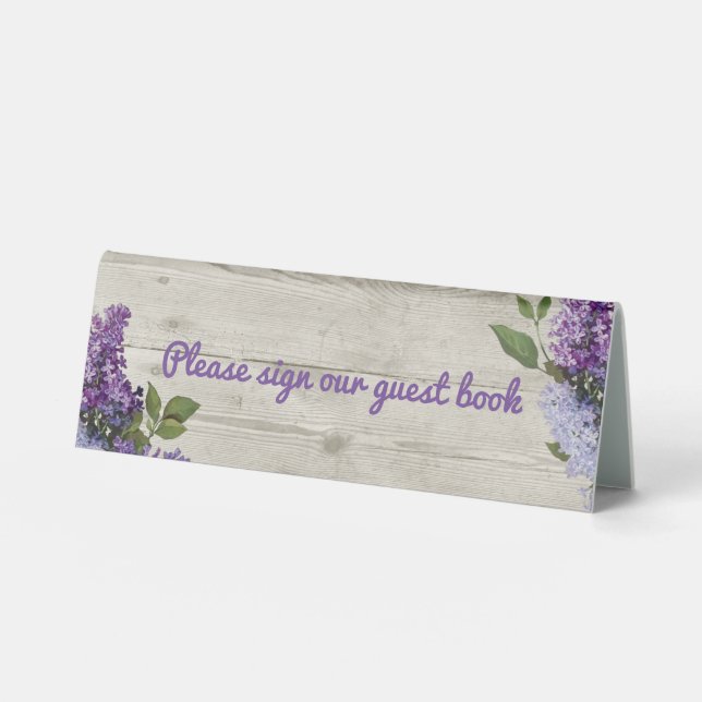 Plaque De Table Rustic Wood Look Mariage Livre d'invité (Recto)