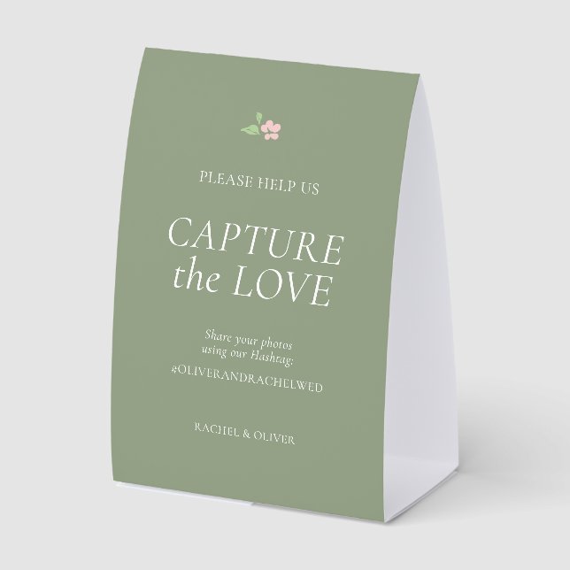 Plaque De Table Sage Green | Capture the Love Wedding Table Top  (Recto)