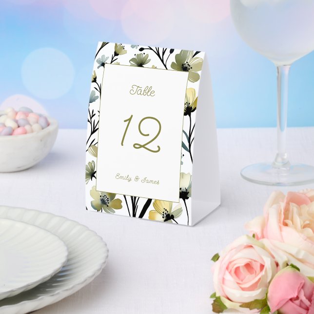 Plaque De Table Sage Green & Soft Yellow Botanical Wedding (Insitu (mariage))