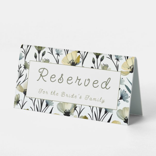 Plaque De Table Sage Green & Soft Yellow Botanical Wedding (Recto)