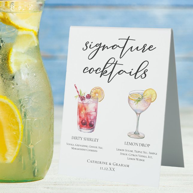 Plaque De Table Sale Shirley Lemon Drop Signature Cocktails Menu (Créateur téléchargé)