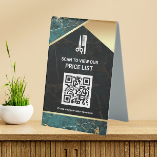 Plaque De Table Salon de maquillage de cheveux QR Code Prix Liste 