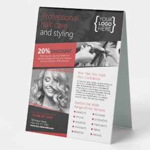 Plaque De Table Salon des cheveux noirs et rouges, Coiffeur