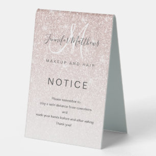 Plaque De Table Salon rose Gold Parties scintillant COVID Sécurité