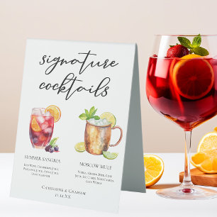 Plaque De Table Sangria Moscow Mule Signature Cocktails Menu