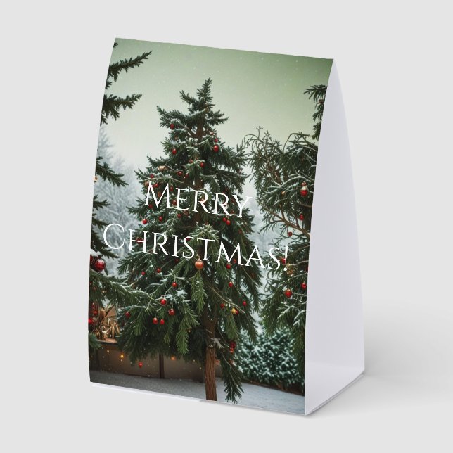 Plaque De Table Sapins de Noël décorés de guirlandes  (Recto)