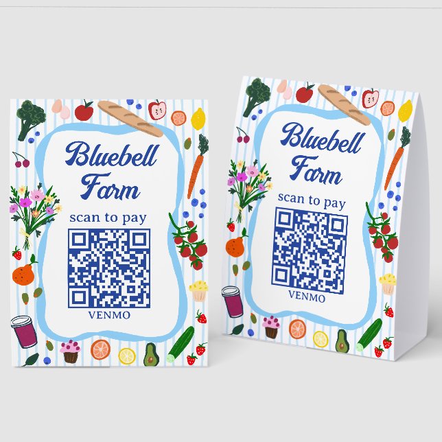Plaque De Table SCAN POUR PAYER QR Marché des agriculteurs Stand d (Recto/Verso)