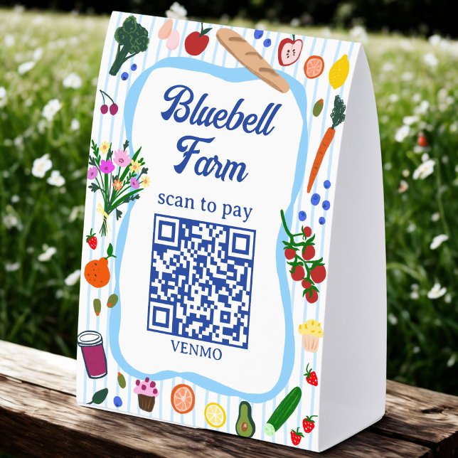 Plaque De Table SCAN POUR PAYER QR Marché des agriculteurs Stand d (SCAN TO PAY QR Farmers Market Farm Stand CUSTOM Paper Table Tent
)