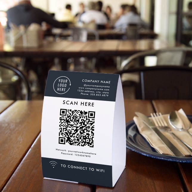 Plaque De Table Scannez le code QR Wifi | Logo d'entreprise (Insitu (restaurant))