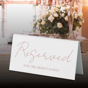 Plaque De Table Script minimaliste rose Rose Dusty Réservé