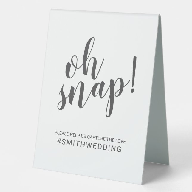 Plaque De Table Script moderne Oh Snap Mariage Sign (Recto)