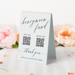 Plaque De Table Scripts Delicate Honeymoon Fund QR Code Mariage