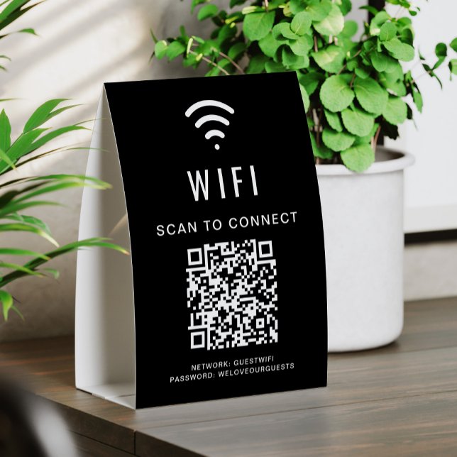 Plaque De Table Se connecter au WIFI Code QR Noir (Créateur téléchargé)