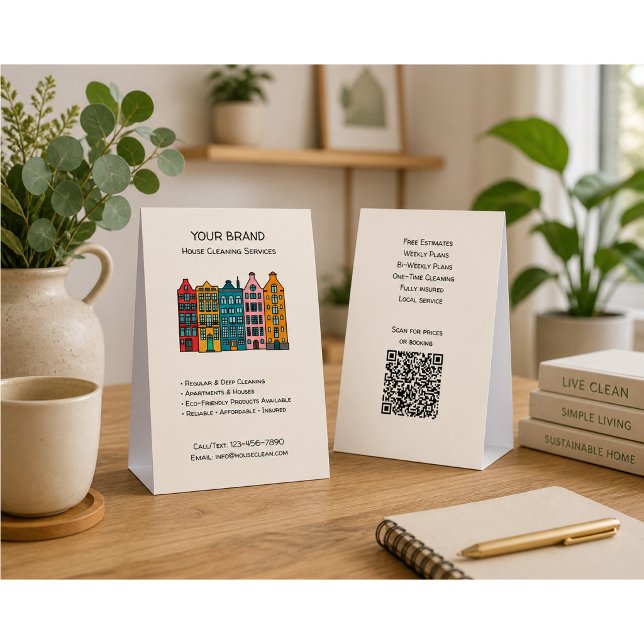 Plaque De Table Services de nettoyage de douane QR (Créateur téléchargé)