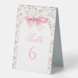 Plaque De Table Shabby Floral Bow Baby Girl Douche Numéros de tabl