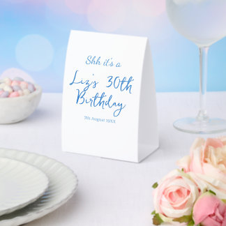 Plaque De Table shh its a 30th birthday name date blue simple mini