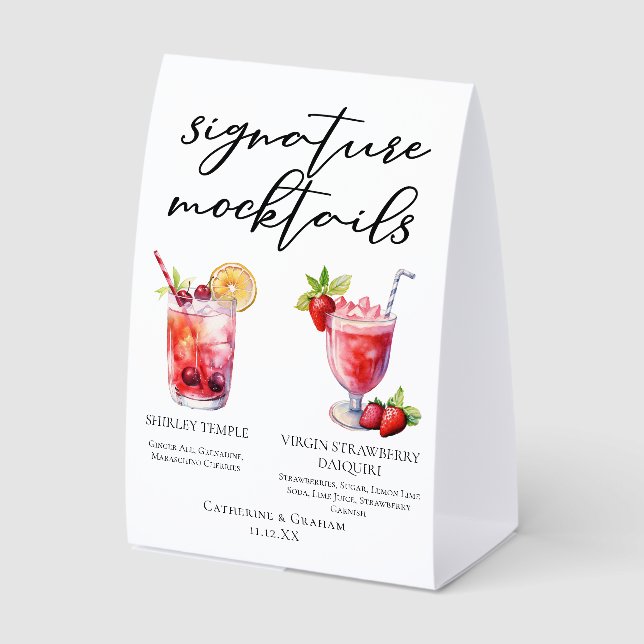 Plaque De Table Shirley Temple Strawberry Daiquiri Mocktails Menu (Recto)