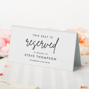 Plaque De Table Siège Réservé minimaliste Mariage en mémoire