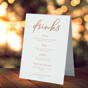 Plaque De Table Sienna Brown Typographie Simple Mariage Bar Menu