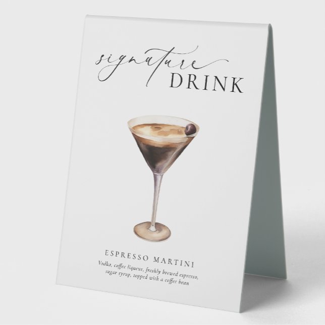 Plaque De Table Signal de boisson Ellesmere Modern Minimal Signatu (Créateur téléchargé)