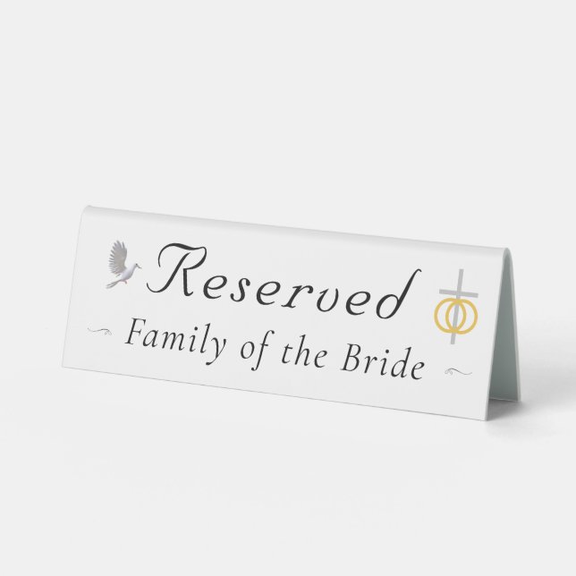 Plaque De Table Signal Mariage réservé à l'unité nuptiale (Recto)