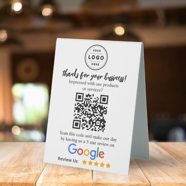 Plaque De Table Signalisation supérieure de la table de requête Go (Google Review Request Table Top Signage Table Tent Sign)