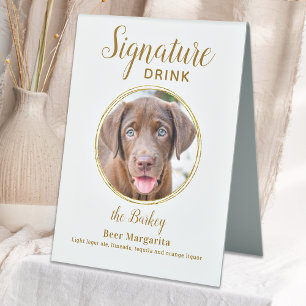 Plaque De Table Signature Boire Elegant Gold Pet Mariage Photo