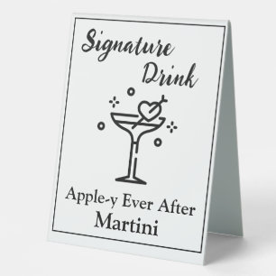 Plaque De Table Signature Boire Signer pour Mariage Bar Martini