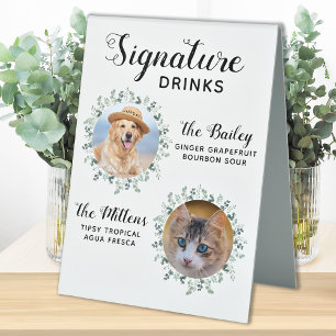 Plaque De Table Signature Boissons Animaux de compagnie Mariage Pe