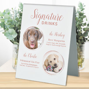 Plaque De Table Signature Boissons Elegant Rose Gold Pet Mariage