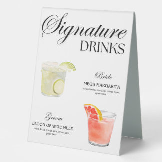 Plaque De Table Signature Boissons - Mariage
