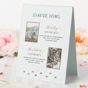 Plaque De Table Signature Boissons Or Animaux Mariages Photos