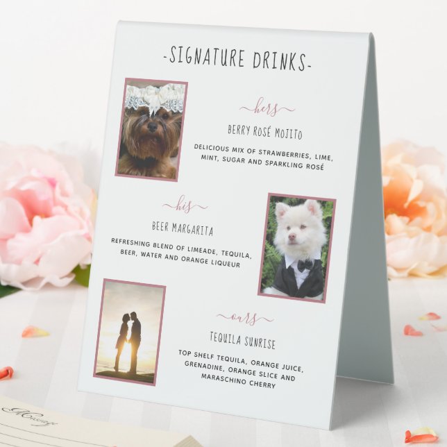 Plaque De Table Signature Boissons Rose Gold Pet Mariage Photos (In SItu (Mariage))