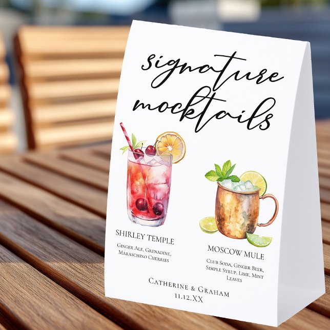 Plaque De Table Signature Mocktails Summer Drinks Wedding Menu (Créateur téléchargé)