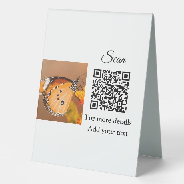 Plaque De Table Simple animal name details QR code add text photo (Recto)