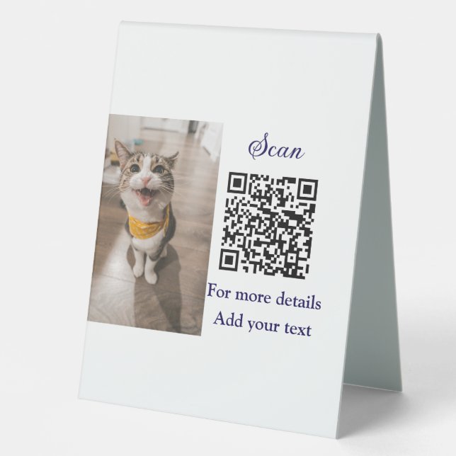 Plaque De Table Simple animal name details QR code add text photo (Recto)