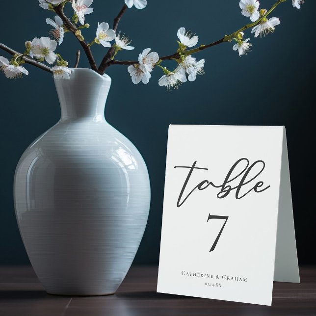 Plaque De Table Simple Black Number Chic Modern Formel Mariage (Créateur téléchargé)