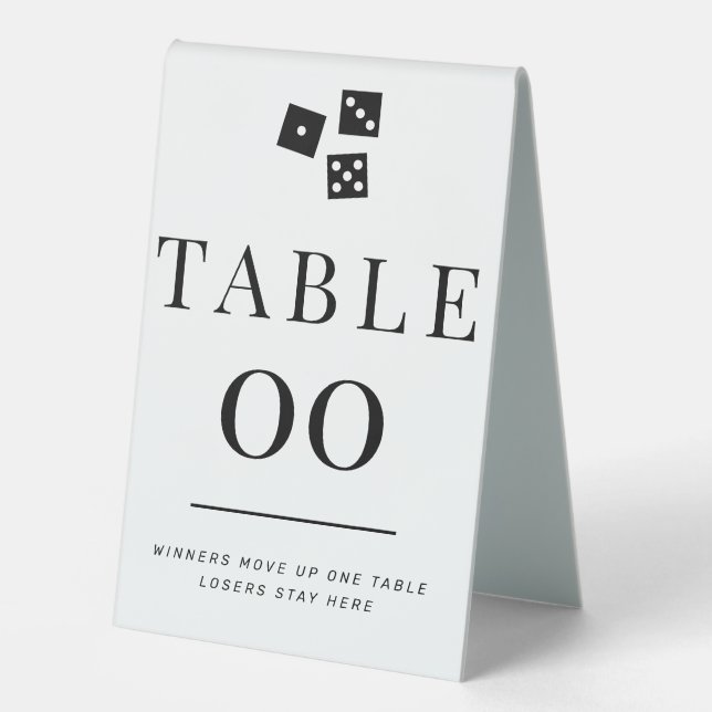 Plaque De Table Simple Bunco Noir et Blanc TOUT Numéro de Table (Recto)