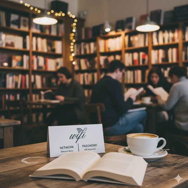 Plaque De Table Simple Élégant Réseau Wifi Mot De Passe Info Blanc (Créateur téléchargé)