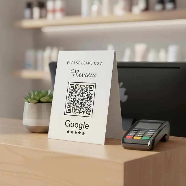 Plaque De Table Simple entreprise personnalisée Laisser un examen (Créateur téléchargé)