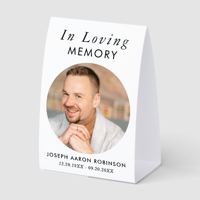 Plaque De Table Simple Funeral Photo Modern Memorial Keepsake (Recto)