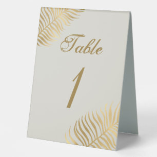 Plaque De Table Simple Golden Tropical Feuille Mariage