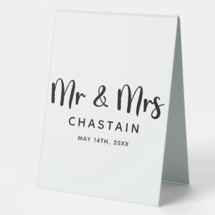 Plaque De Table Simple, M. & Mme Monogramme Mariage