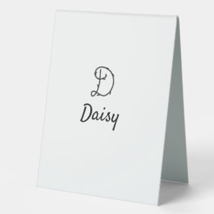 Plaque De Table Simple monogramme noir minimaliste lettre D ajoute