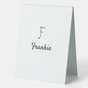 Plaque De Table Simple monogramme noir minimaliste lettre F ajoute