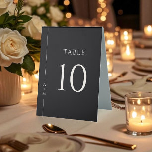 Plaque De Table Simple Noir Classique Élégant Numéro de table